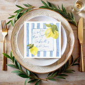 Serviette En Papier Main presser rayures bleues citrons nuptiale douch