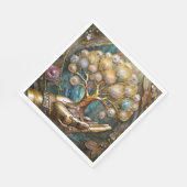 Serviette En Papier Main Robot D'Or Tenant Arbre De Vie D'Or (Coin)