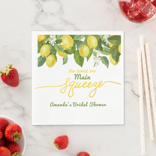 Serviette En Papier Main Squeeze Lemon Thème Mariage Fête des mariées (En situation)
