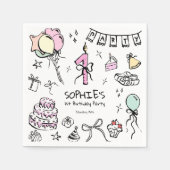 Serviette En Papier Main tirée 1er anniversaire (Devant)