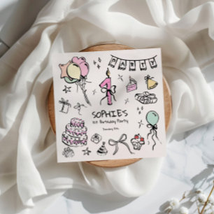 Serviette En Papier Main tirée 1er anniversaire