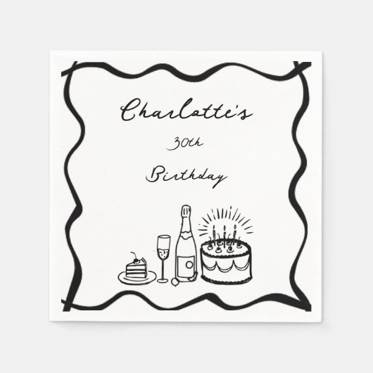 Serviette En Papier Main tirée 30e anniversaire (Devant)