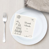 Serviette En Papier Main Tirée Jouer Whimsical Retro Mariage français