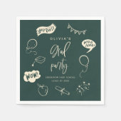 Serviette En Papier Main Tirée Quirky Blush Green Grad Party (Devant)