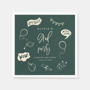 Serviette En Papier Main Tirée Quirky Blush Green Grad Party