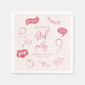 Serviette En Papier Main Tirée Quirky Blush Pink Grad Party (Devant)