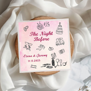 Serviette En Papier Main Tirée Quirky La Nuit Avant Mariage Serviettes