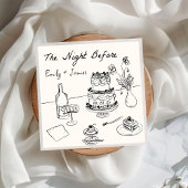 Serviette En Papier Main Tirée Quirky La Nuit Avant Mariage Serviettes