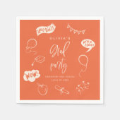 Serviette En Papier Main Tirée Quirky Orange Grad Party (Devant)