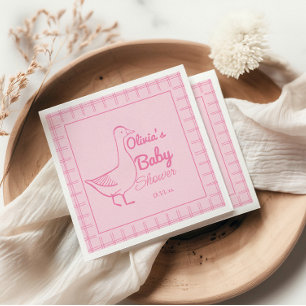 Serviette En Papier Main Tirée Rose Silly Goose Fun Baby Girl Douche