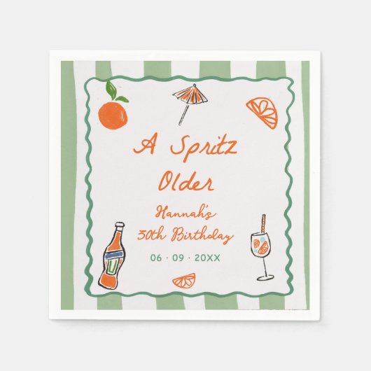 Serviette En Papier Main Tirée Un Spritz Anniversaire Fête (Devant)