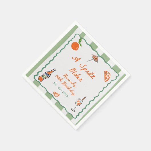 Serviette En Papier Main Tirée Un Spritz Anniversaire Fête (Coin)