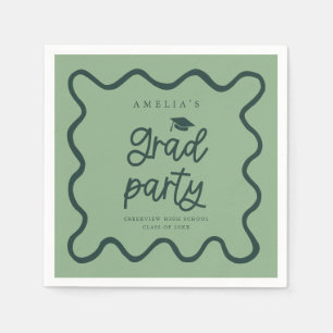 Serviette En Papier Main Tirée Vave Line Green Grad Party
