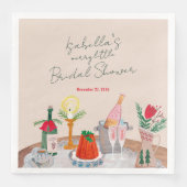 Serviette En Papier Main tirée Whimsical Merry Little Fête des mariées (Devant)