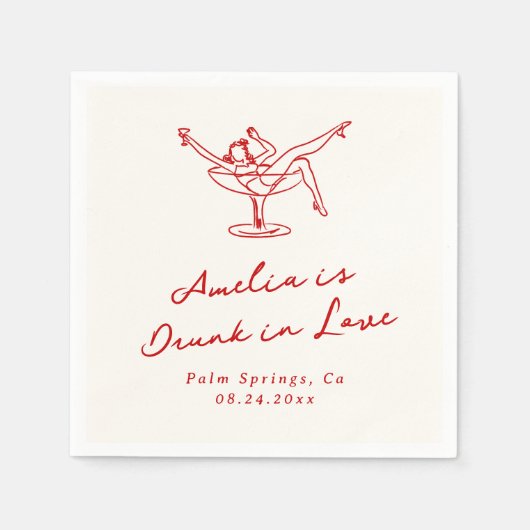 Serviette En Papier Main Whimsical tiré Bachelorette rouge (Devant)