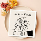 Serviette En Papier Main Whimsical tiré Mariage floral