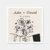 Serviette En Papier Main Whimsical tiré Mariage floral (Devant)