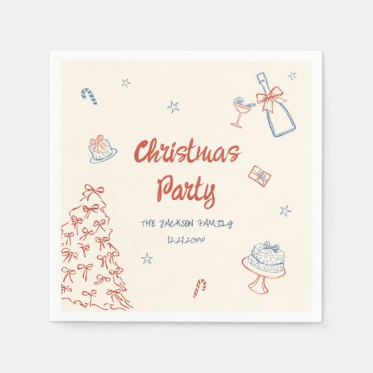 Serviette En Papier Main Whimsical Tirée Oh Quelle Fun Noël (Devant)