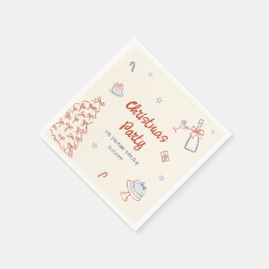 Serviette En Papier Main Whimsical Tirée Oh Quelle Fun Noël (Coin)