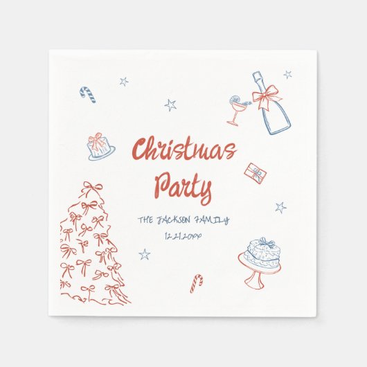 Serviette En Papier Main Whimsical Tirée Oh Quelle Fun Noël (Devant)