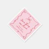 Serviette En Papier Main Whimsical Tirée Rose & Douche Rouge (Coin)