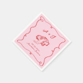 Serviette En Papier Main Whimsical tirée rose et Mariage rouge (Coin)