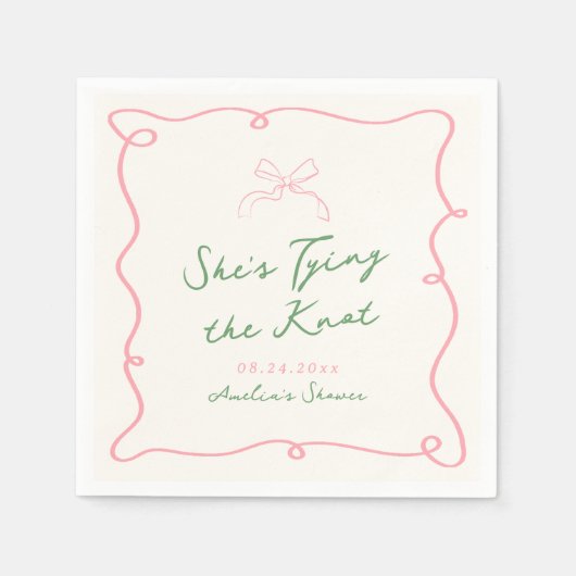 Serviette En Papier Main Whimsical Tirée Vert & Douche Rose (Devant)