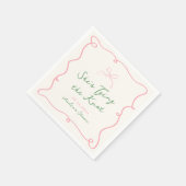 Serviette En Papier Main Whimsical Tirée Vert & Douche Rose (Coin)