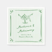 Serviette En Papier Main Whimsical Tirée Vert Martinis & Mariage (Devant)