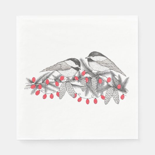 Serviette En Papier Maine Chickadee Bird hiver Noël Vacances Neige (Devant)