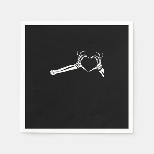 Serviette En Papier Mains Coeur Squelette Drôle. Halloween Costume pea (Devant)