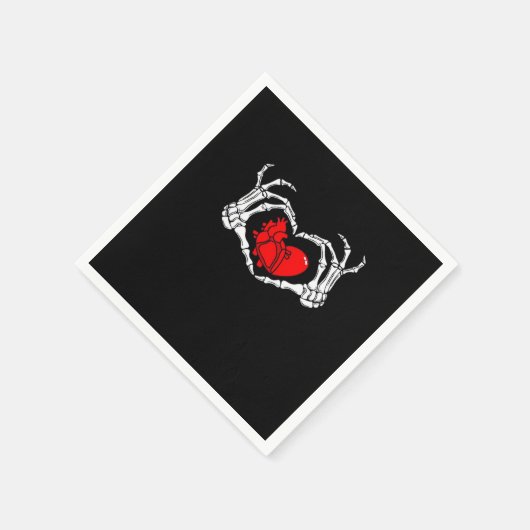 Serviette En Papier Mains De Squelette Effrayant Et Coeur Rouge Déplai (Coin)
