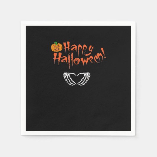 Serviette En Papier Mains éffrayantes de squelette. Joyeux Halloween. (Devant)