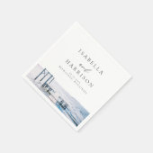 Serviette En Papier MAIRI Lake Pier Destination Watercolor Mariage (Coin)