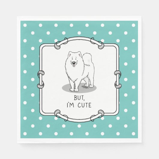 Serviette En Papier Mais je suis mignon Samoyed Dog Funny Sammie (Devant)