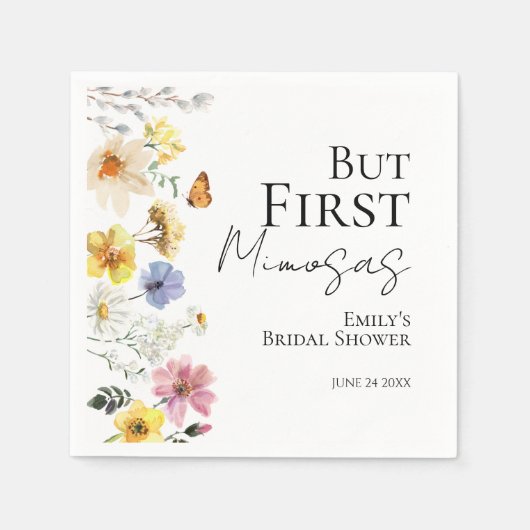 Serviette En Papier Mais les premiers mimosas | Fête des mariées Boho  (Devant)