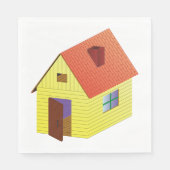 Serviette En Papier Maison à granges jaunes (Devant)