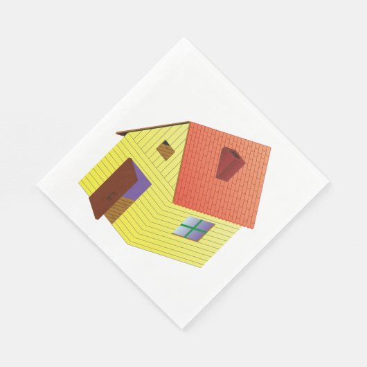 Serviette En Papier Maison à granges jaunes (Coin)