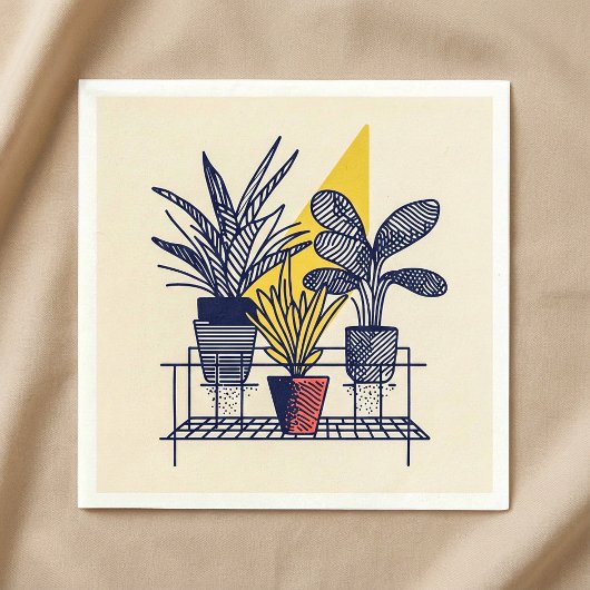 Serviette En Papier Maison Botanique moderne en pots Plante Illustrati