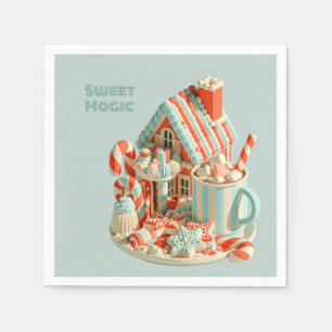 Serviette En Papier Maison de bonbons 3D Pastel Magie Sucrée