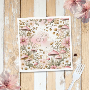Serviette En Papier Maison de campagne Champignons et Fleurs   C'est u