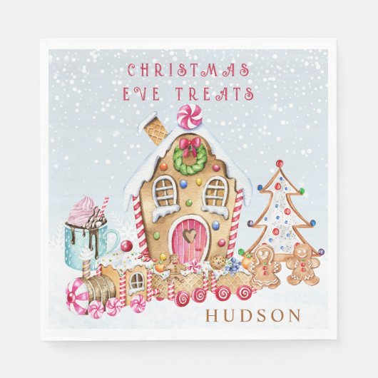 Serviette En Papier Maison de pain d'épices Noël (Devant)