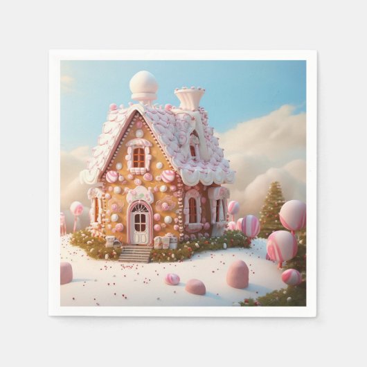 Serviette En Papier Maison de pain d'épices Noël (Devant)