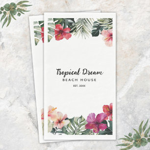 Serviette En Papier Maison de plage botanique florale tropicale aquare