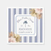 Serviette En Papier Maison de plage Rayures bleues Côtière Boho Maison (Devant)