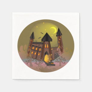 Serviette En Papier Maison de sorcière éffrayante Halloween et château
