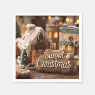 Serviette En Papier Maison en pain d'épices cosy et "Sweet Christmas"