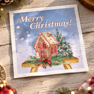 Serviette En Papier Maison en pain d'épices de Noël Papier aquarelle