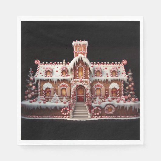 Serviette En Papier Maison en pain d'épices Imaginaire avec bonbons 2 (Devant)