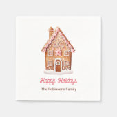 Serviette En Papier Maison en pain d'épices Joyeuses vacances Noël (Devant)